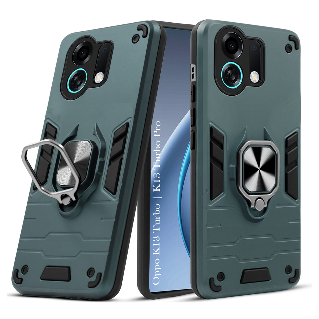 For Oppo K13 Turbo | Oppo K13 Turbo Pro Back Cover Case Hybrid Armor (Shockproof Dual Layer Polycarbonate |Ring Holder Kickstand)