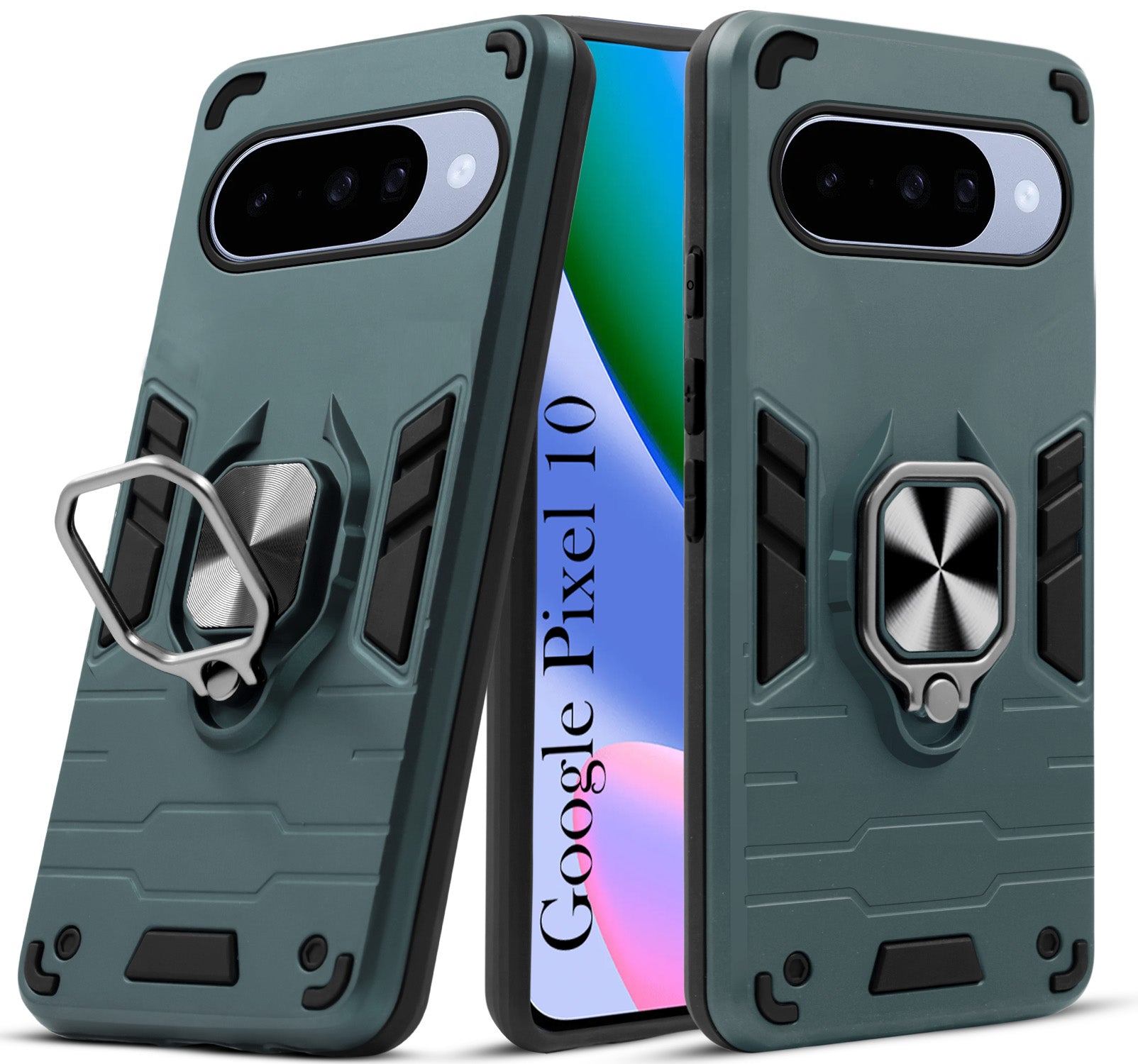 For Google Pixel 10 Back Cover Case (Shockproof Dual Layer Polycarbonate |Ring Holder Kickstand)