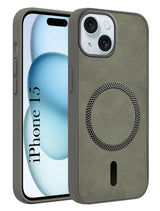 For Apple iPhone 15 Back Cover Case (Sleek Leather Finish | MagSafe Compatible Wireless Charging | Camera Bump Protection)