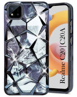 For Realme C20 | Realme C20A Back Cover Case (Dual Design Glitter Sparkle and Detachable Diamond Print Case | Soft and Flexible)