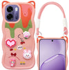 For Oppo K14x 5G Back Case Cover Strap (3D Embossed Figures | Strap Holder | 360* Soft Cushion with Camera Bump)