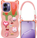 For Oppo K14x 5G Back Case Cover Strap (3D Embossed Figures | Strap Holder | 360* Soft Cushion with Camera Bump)