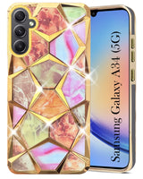 For Samsung Galaxy A34 5G Back Cover Case ( Dual Design Glitter Sparkle and Detachable Diamond Print Case | Soft and Flexible)