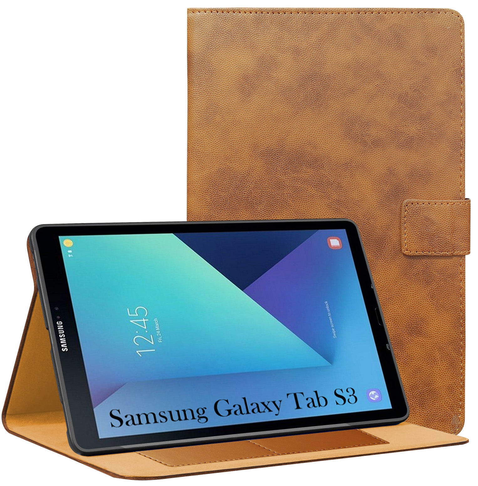 For Samsung Galaxy Tab S3 T825 9.7 Inch SM-T820/T825/T825Y  Flip Cover Folio Cover (PU Leather | Multi-Angle Smart Stand | Card Storage Slots | Silicone Back Pouch)