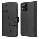 for Motorola Moto G54 (Stitched Leather with Magnetic Closure | Black)