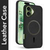 For Apple iPhone 17 Back Cover Case Leather Finish (MagSafe Compatible Wireless Charging | Soft Touch | Camera Bump Protection)