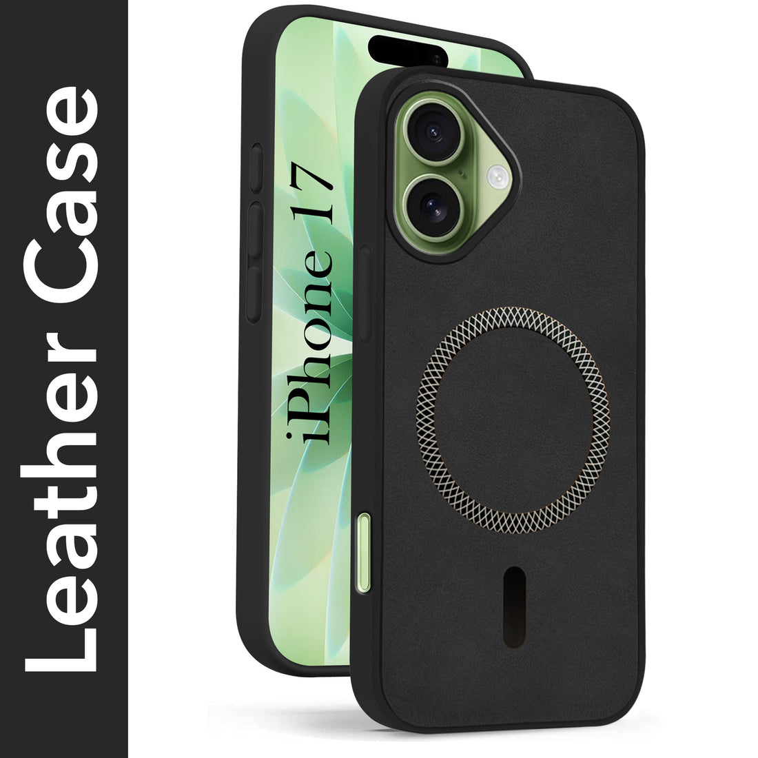For Apple iPhone 17 Back Cover Case Leather Finish (MagSafe Compatible Wireless Charging | Soft Touch | Camera Bump Protection)