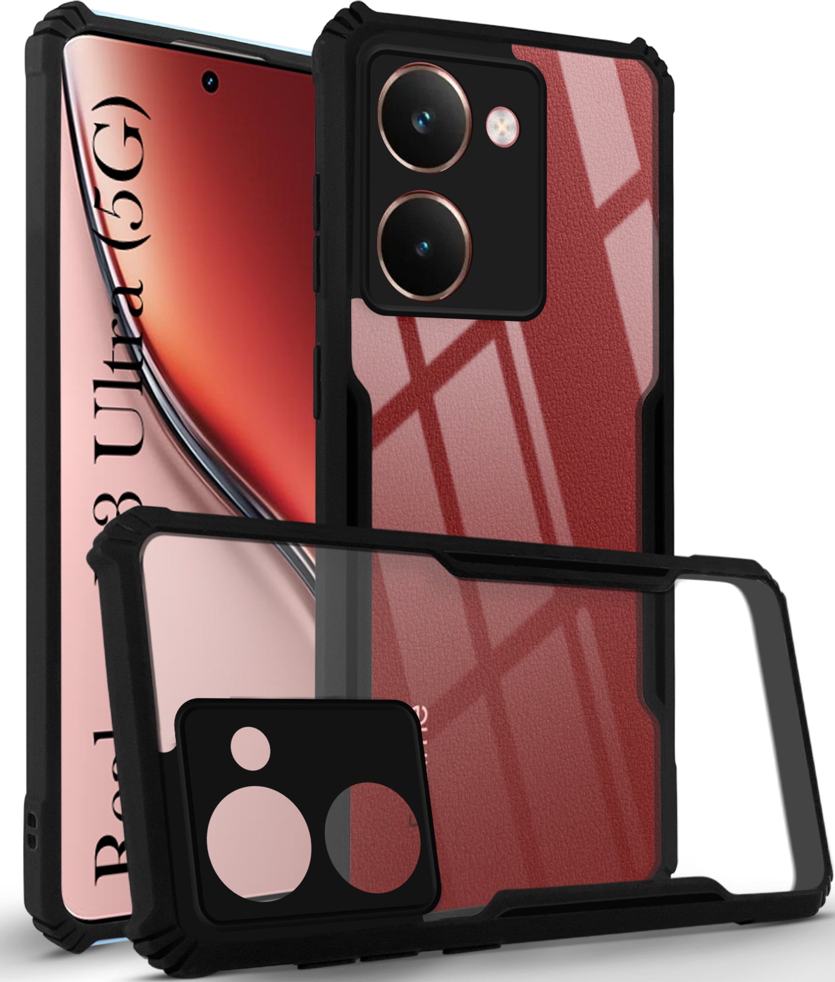 For Realme P3 Ultra Back Cover Case ( Shockproof with Polycarbonate Clear Panel | Professional Black)