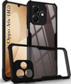For Oppo A6c 4G Back Cover Case Hybrid (Shockproof with Polycarbonate Clear Panel | Professional Black)