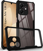 For Oppo A6c 4G Back Cover Case Hybrid (Shockproof with Polycarbonate Clear Panel | Professional Black)