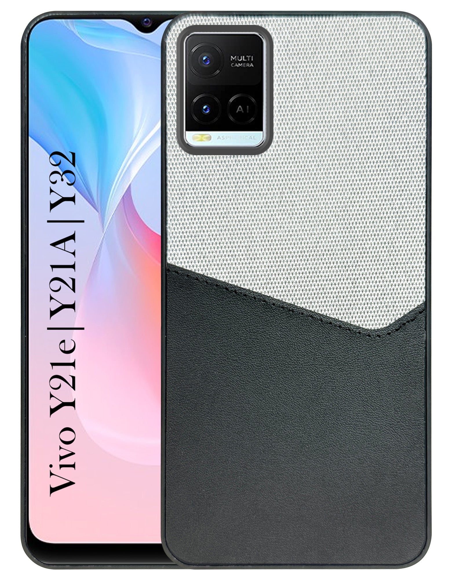For Vivo Y21e | Vivo Y21A | Vivo Y32 Back Cover Case (Dual PU Leather Stitch | Professional Minimalist | Soft and Flexible)