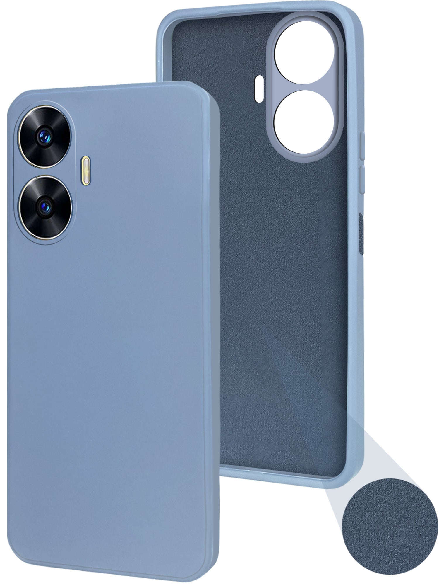 For Realme C55 Back Cover Case (Matte Silicone with Inside Fiber Cloth |Black)