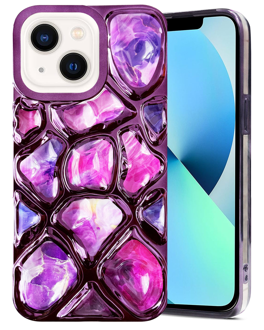 For Apple iPhone 13 Back Cover Case ( Dual Design Glitter Sparkle and Detachable Diamond Print Case | Soft and Flexible)