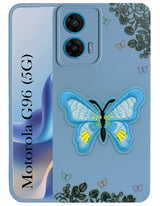 For Motorola Moto G96 Back Cover Case (Soft Butterfly Embroidery | Women Teen Girls | Camera Protection| Matte Silicone)