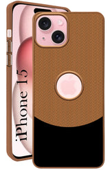 For Apple iPhone 15 Back Cover Case (Elegant PU Leather Finish | Premium Minimalist Professional | Camera Protection Bump)