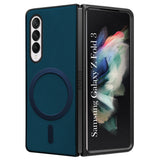 For Samsung Galaxy Z Fold 3 5G Back Cover Case (MagSafe Wireless Charging Compatible | Sleek Leather Finish | Inside Microfiber Cloth)