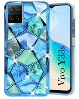 For Vivo Y33s Back Cover Case (Dual Design Glitter Sparkle and Detachable Diamond Print Case | Soft and Flexible)