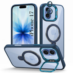 For Apple iPhone 17 Back Cover Case Crystal (Lifetime Anti Yellow | Magnetic Ring Stand | Camera Lens Protection | MagSafe Compatible)