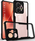 For Realme 15 Back Cover Case Hybrid (Shockproof with Polycarbonate Clear Panel | Professional Black)