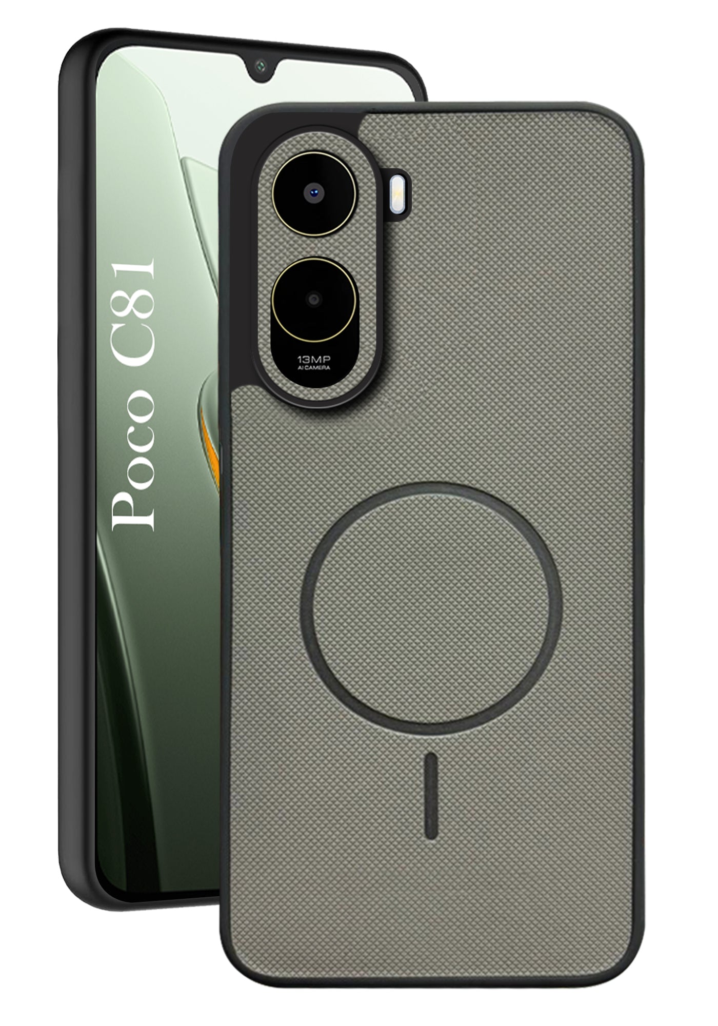 For Poco C81 5G Back Cover Case PU Leather (Texture Grip Design | Professional Minimalist | Camera Protection | Soft and Flexible)