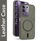 For Vivo T4x | Vivo Y31 Pro Back Cover Case Leather Finish (MagSafe Compatible Wireless Charging | Soft Touch | Camera Bump Protection)
