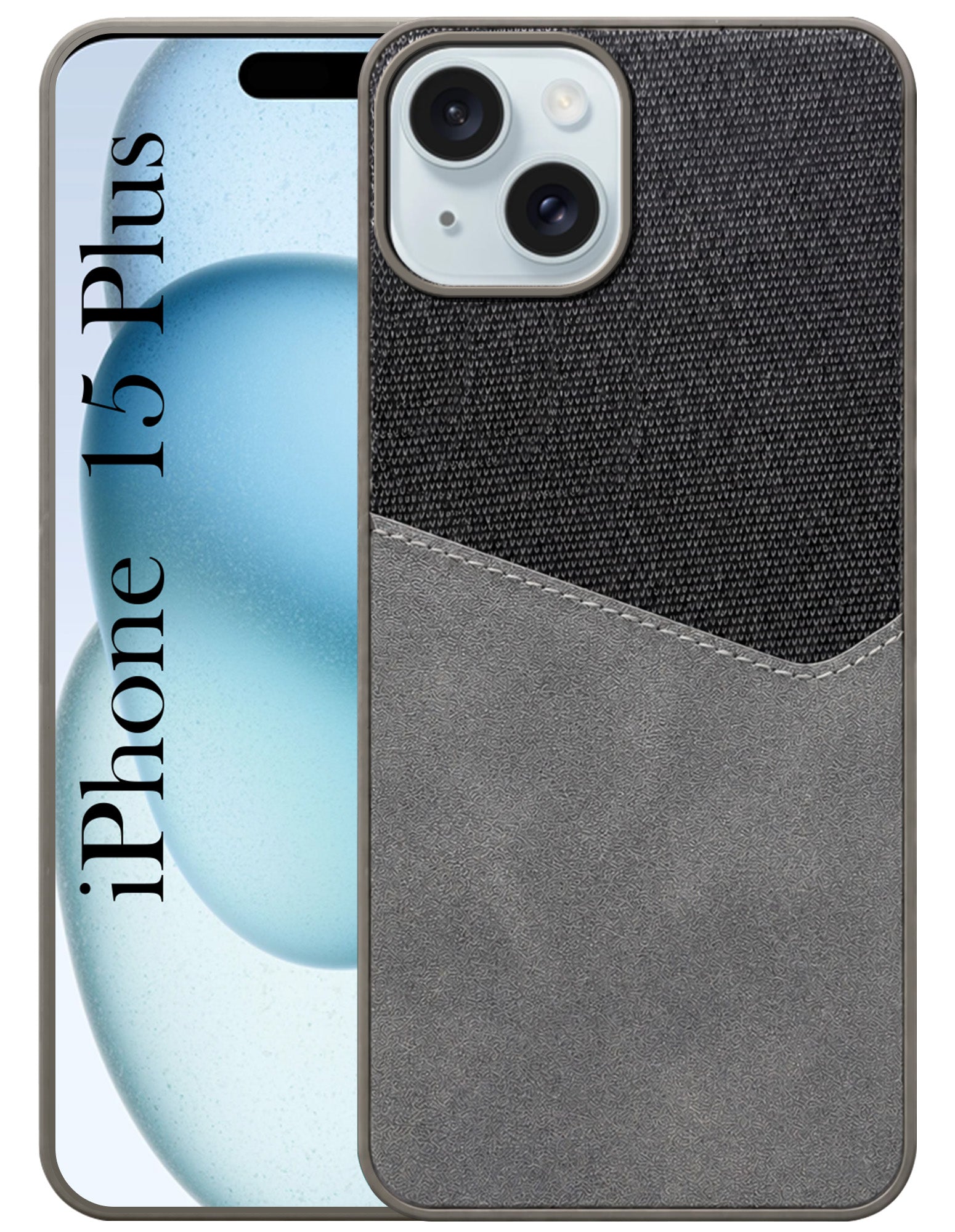 For Apple iPhone 15 Plus Back Cover Case (Dual PU Leather Stitch | Professional Minimalist | Soft and Flexible)