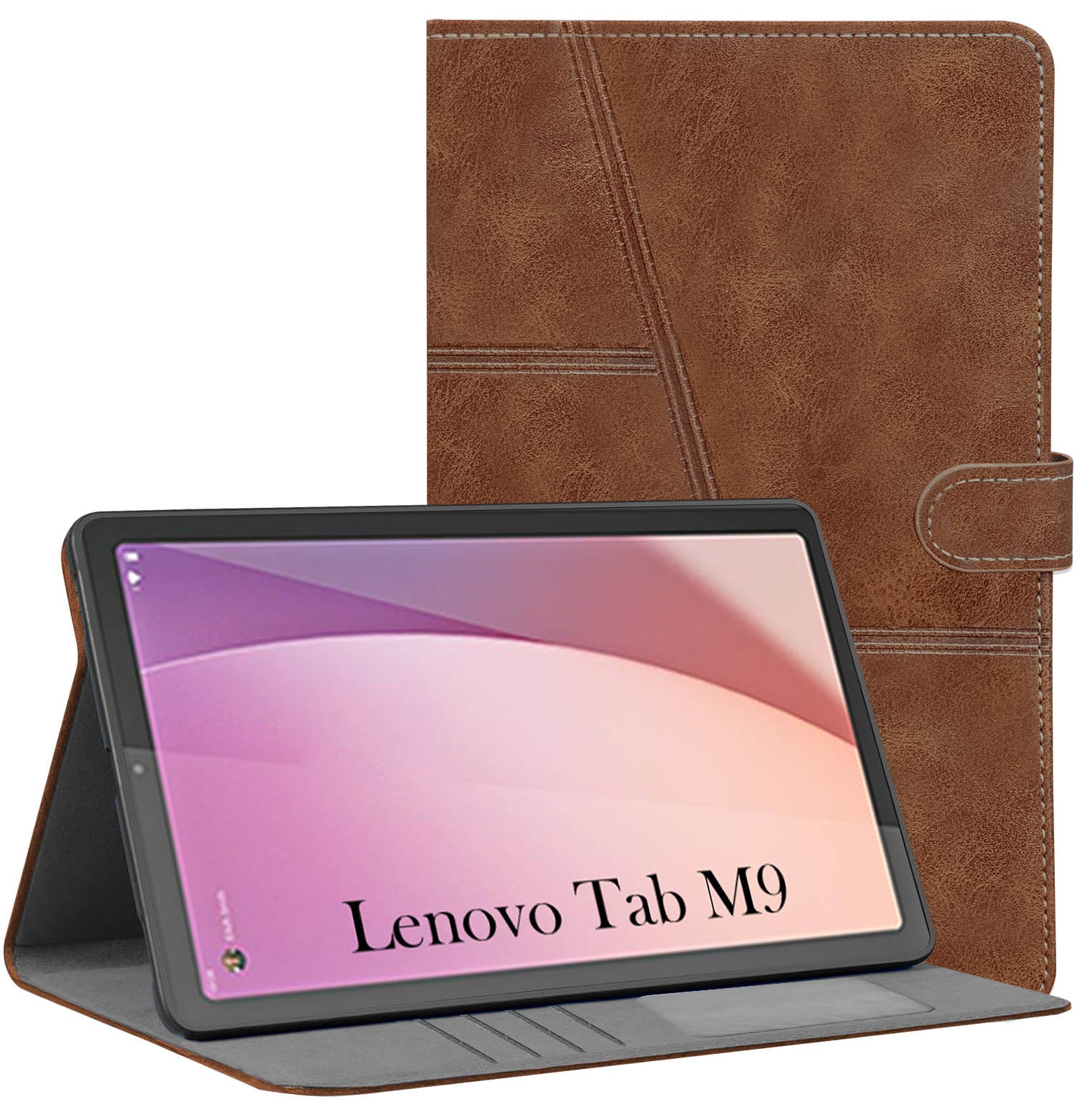 For Flip Cover Folio Case Lenovo Tab M9 (TB310FU) 9 Inch (PU Leather | Multi-Angle Smart Stand | Card Storage Slots | Silicone Back Pouch)