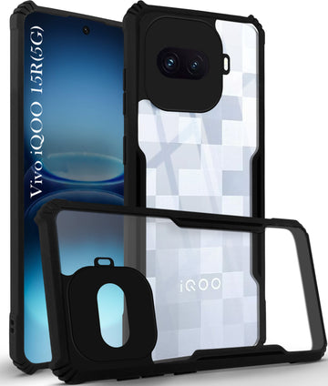 For Vivo iQOO 15R 5G Back Cover Case Hybrid (Shockproof with Polycarbonate Clear Panel | Professional Black)