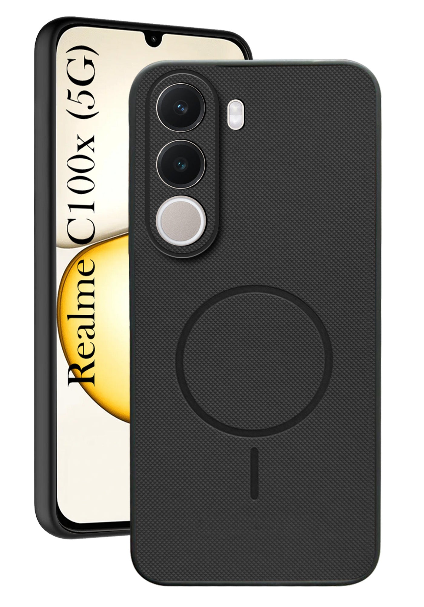 For Realme C100X Back Cover Case PU Leather (Texture Grip Design | Professional Minimalist | Camera Protection | Soft and Flexible)