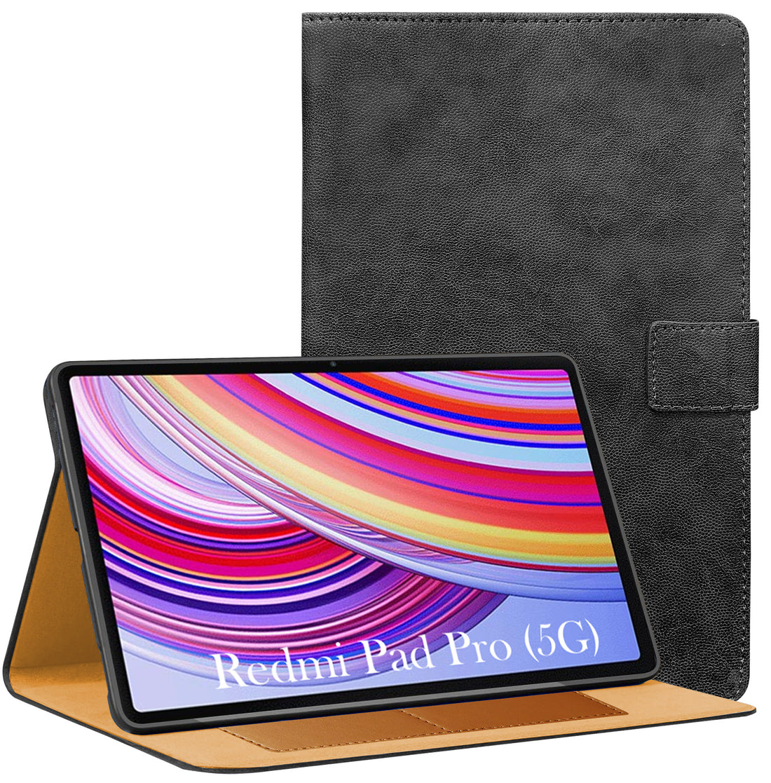 For Redmi Pad Pro 5G 12.1 Inch 24074RPD2G/D2I/D2C Flip Cover Folio Cover (PU Leather | Multi-Angle Smart Stand | Card Storage Slots | Silicone Back Pouch)