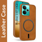 For Realme 14T Back Cover Case Leather Finish (MagSafe Compatible Wireless Charging | Soft Touch | Camera Bump Protection)