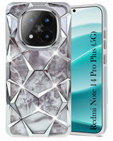 For Redmi Note 14 Pro Plus Back Cover Case (Dual Design Glitter Sparkle and Detachable Diamond Print Case | Soft and Flexible)