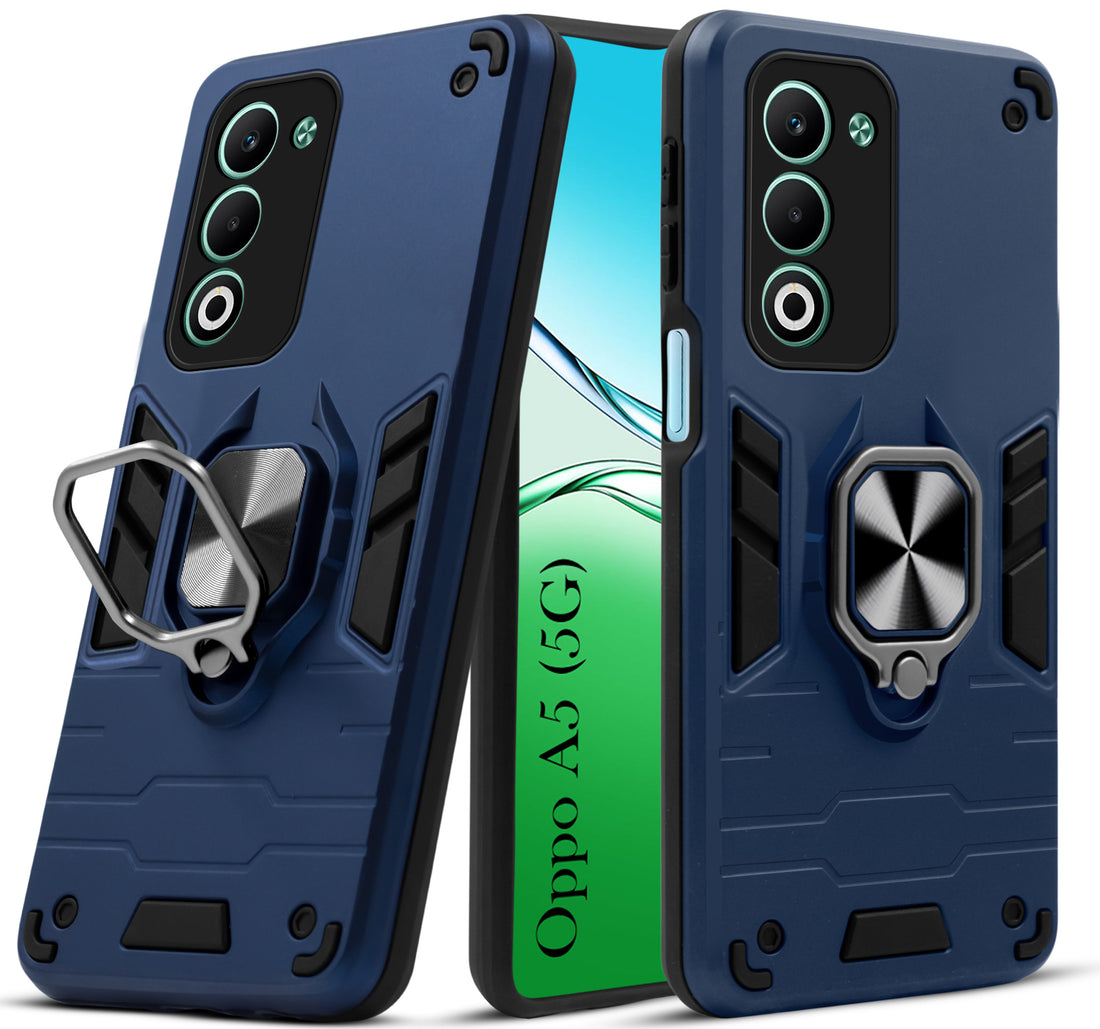 For Oppo A5 5G Back Cover Case (Shockproof Dual Layer Polycarbonate |Ring Holder Kickstand)