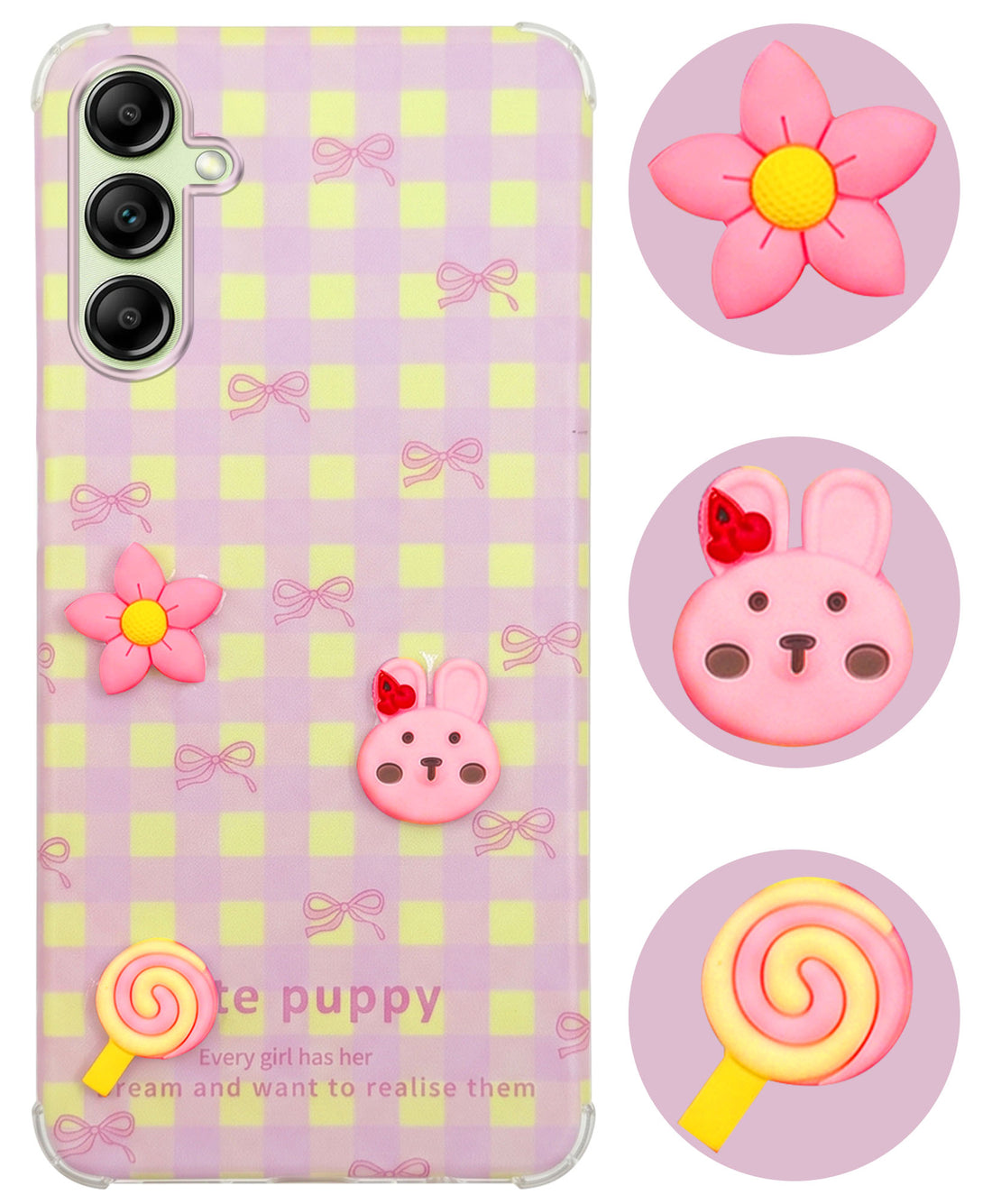 For Samsung Galaxy A14 4G | 5G Back Cover Case (3D Cute Cartoons | Hard Back Side Soft | Matte Premium Finish | HD Printing)