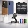 Complete Mobile Care Kit (Get Any 2 Cases+2 Tempered Glass+25W Charger Adapter+Metallic Mobile Stand+Cable Protector)