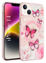 For Apple iPhone 14 Back Cover Case (Cute Floral Design | Flower Print for Girls | MagSafe Compatible Wireless Charging)