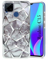 For Realme C15 Back Cover Case (Dual Design Glitter Sparkle and Detachable Diamond Print Case | Soft and Flexible)