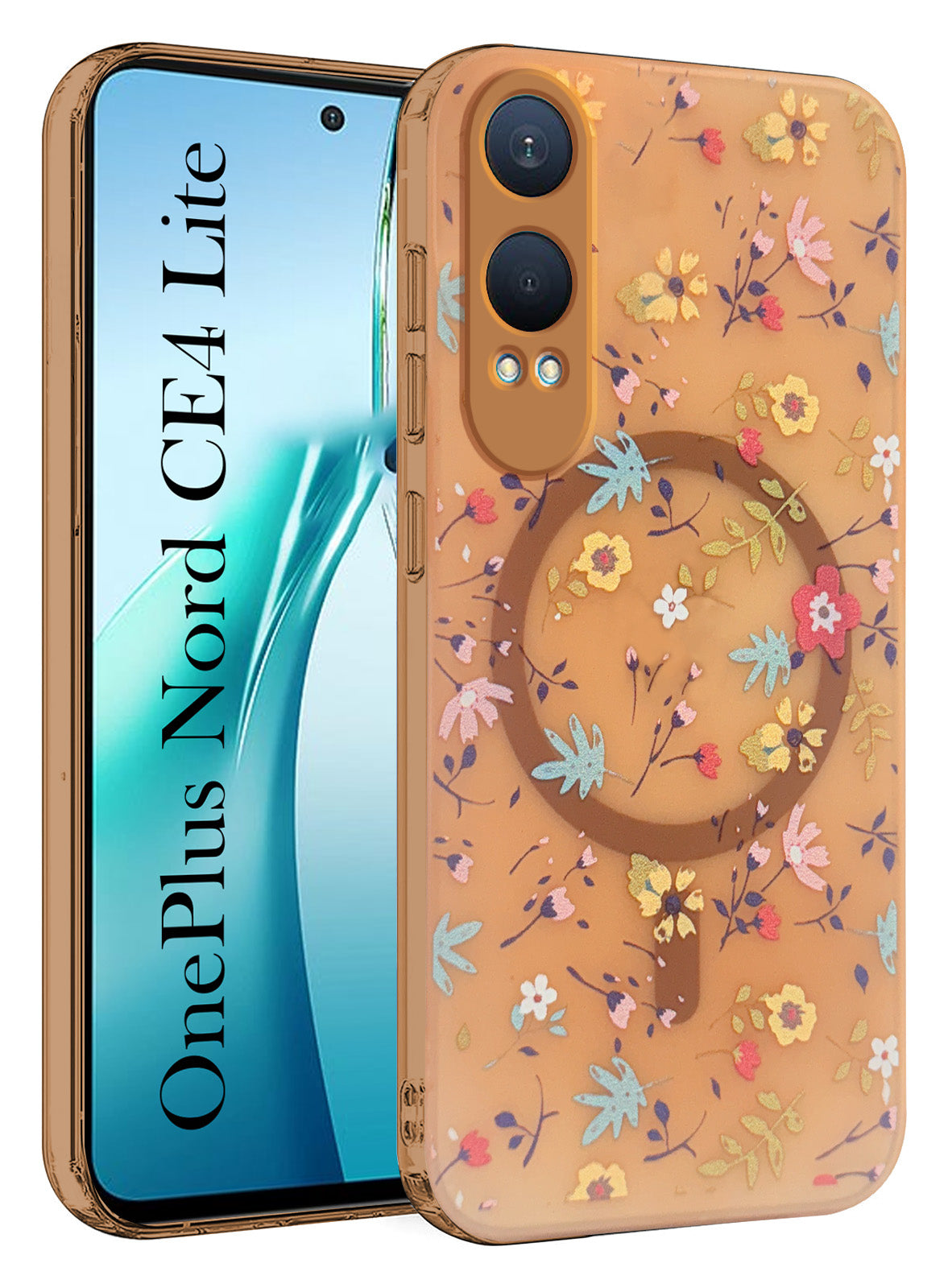 For OnePlus Nord CE 4 Lite Back Cover Case (Cute Floral Design | Flower Print for Girls | MagSafe Compatible Wireless Charging)