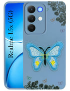 For Realme 15X Back Cover Case (Soft Butterfly Embroidery | Women Teen Girls | Camera Protection| Matte Silicone)