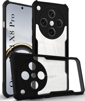 For Oppo Find X8 Pro Back Cover Case (Shockproof with Polycarbonate Clear Panel | Professional Black)