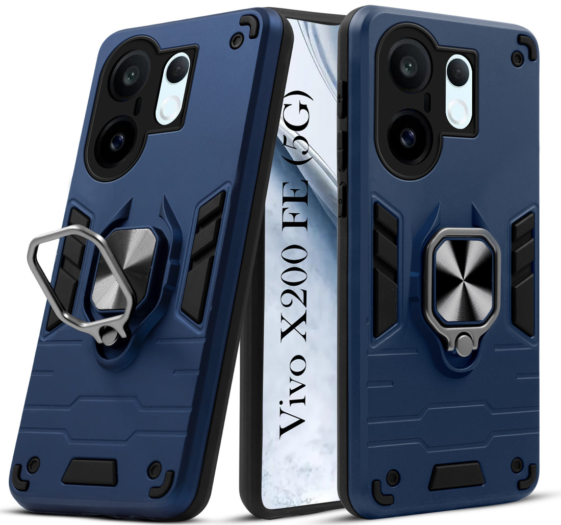 For Vivo X200 FE Back Cover Case (Shockproof Dual Layer Polycarbonate |Ring Holder Kickstand)
