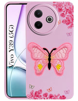 For Vivo Y39 Back Cover Case (Soft Butterfly Embroidery | Women Teen Girls | Camera Protection| Matte Silicone)