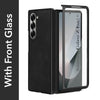 For Samsung Galaxy Z Fold 6 5G Back Cover Front Glass Leather (Full Body Case | Built-in Screen Protector | Inside Fiber Cloth | Minimalist Professional)