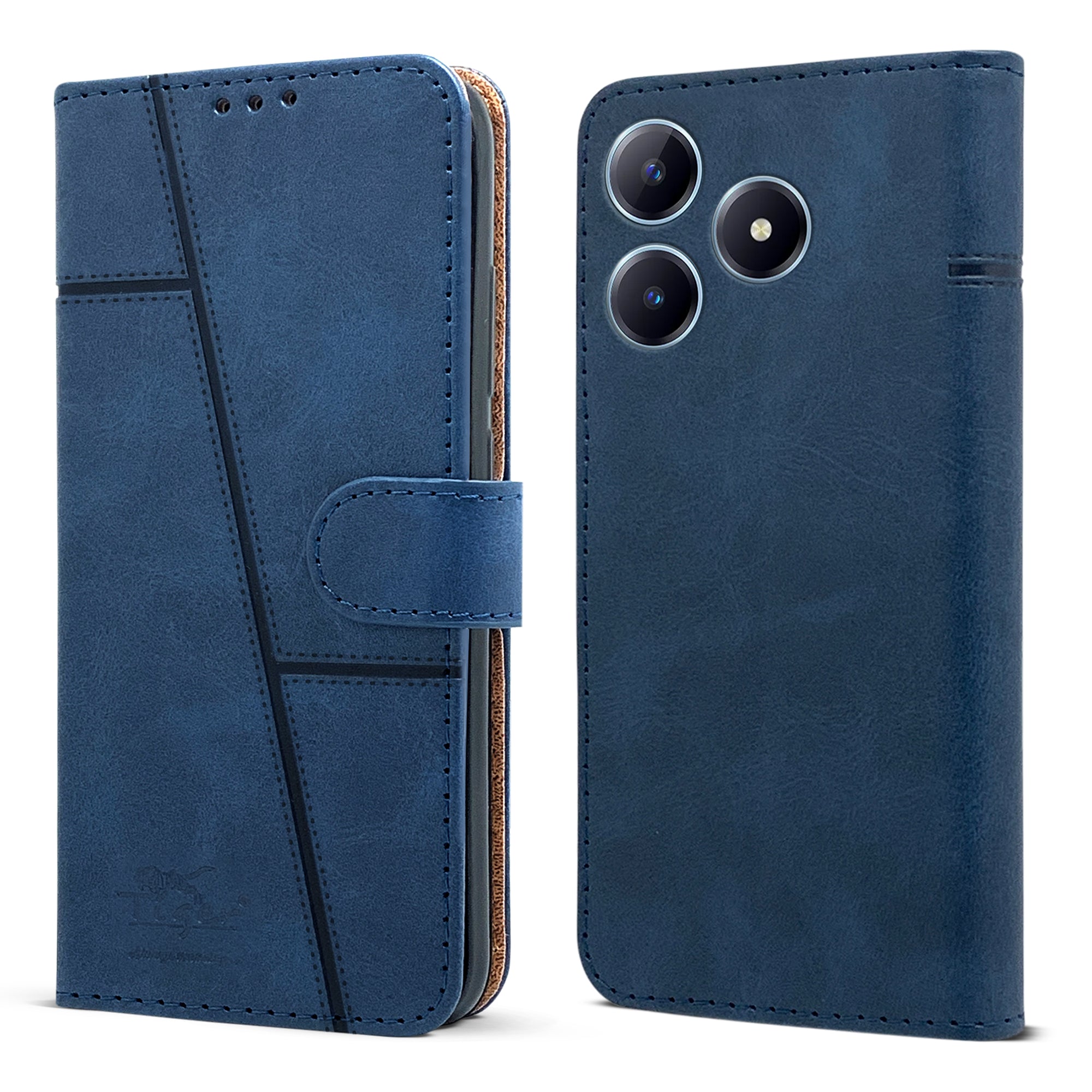 For Realme C63 Flip Cover Case (Stitched Leather with Magnetic Closure)