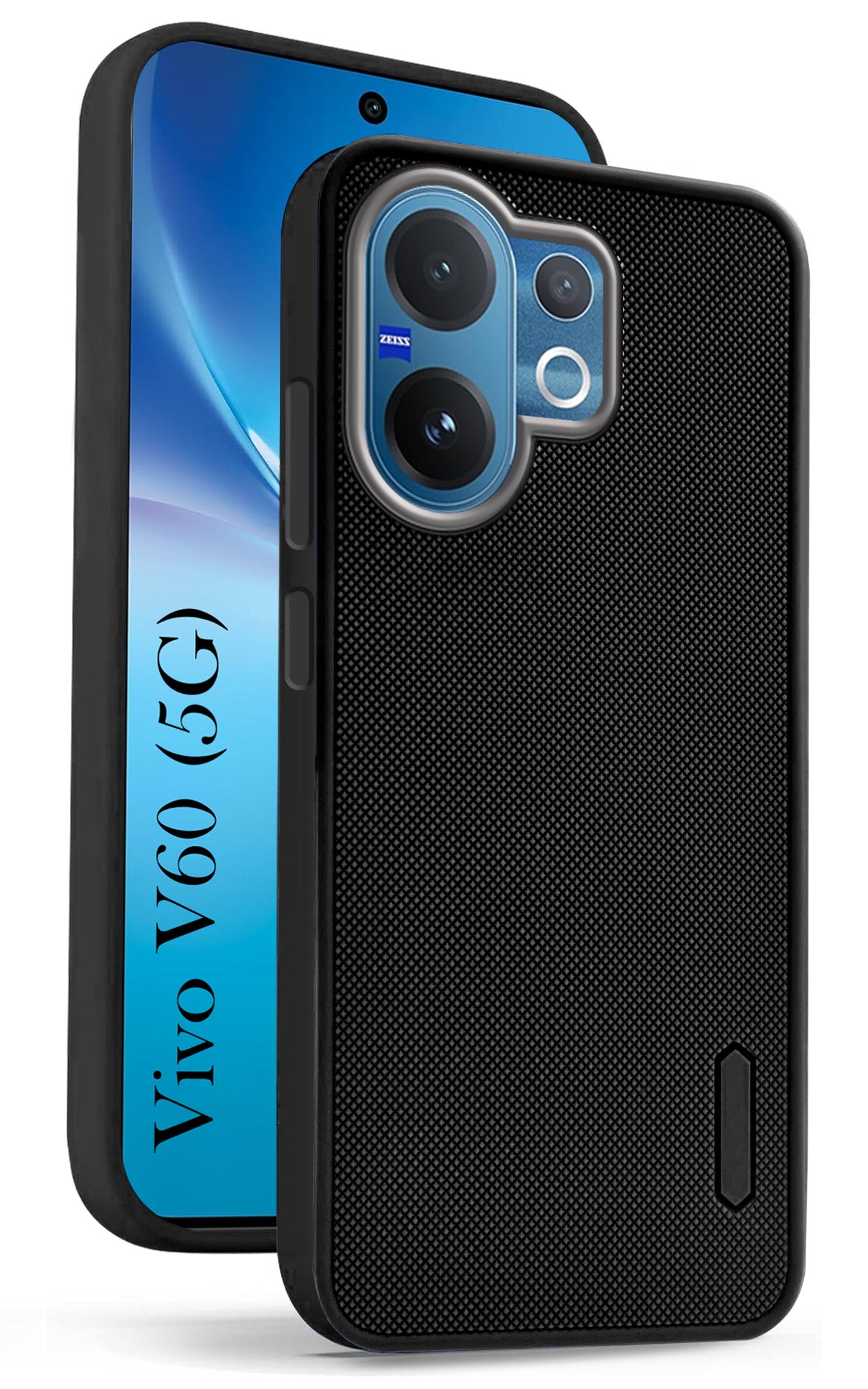 For Vivo V60 | Vivo T4 Pro Back Cover Case (Textured Grip Design | Micro-Fiber Cloth Inside | Slim and Light Weight | Soft Touch and Feel | Black)