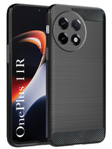 For OnePlus 11R  Back Cover Case ( Hybrid Armor Case | Carbon Fiber Shockproof | Soft and Flexible | Black )