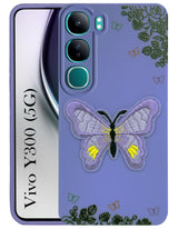 For Vivo Y300 Back Cover Case (Soft Butterfly Embroidery | Women Teen Girls | Camera Protection| Matte Silicone)