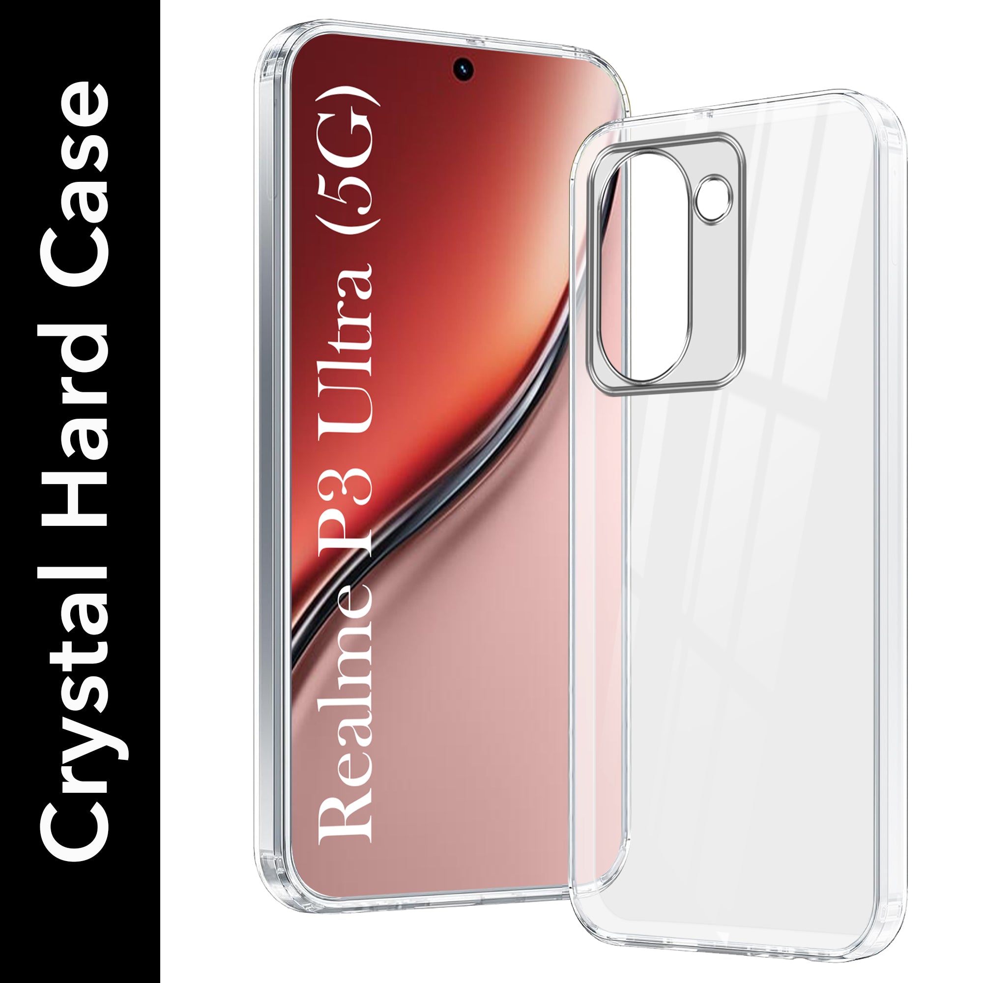 For Realme P3 Ultra Back Cover Case (Hybrid Crystal panel with Side Soft PU | Camera Protection | HD Clear Shockproof)