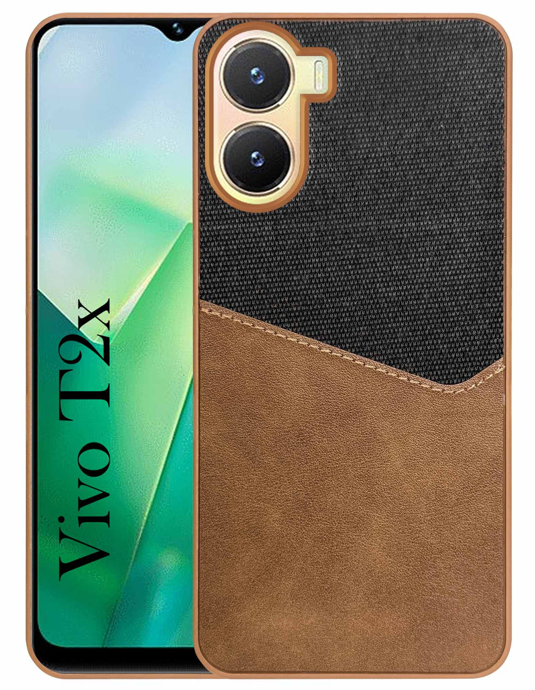 For Vivo T2x Back Cover Case (Dual PU Leather Stitch | Professional Minimalist | Soft and Flexible)
