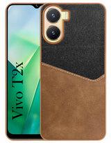 For Vivo T2x Back Cover Case (Dual PU Leather Stitch | Professional Minimalist | Soft and Flexible)